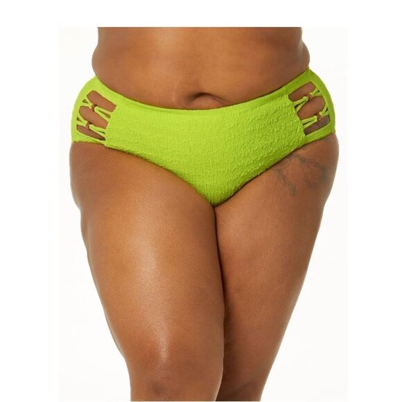 Women's Crinkle Bikini Bottoms with Bead Accents Swimsuit Bathing Suit Size 1X - Picture 6 of 8